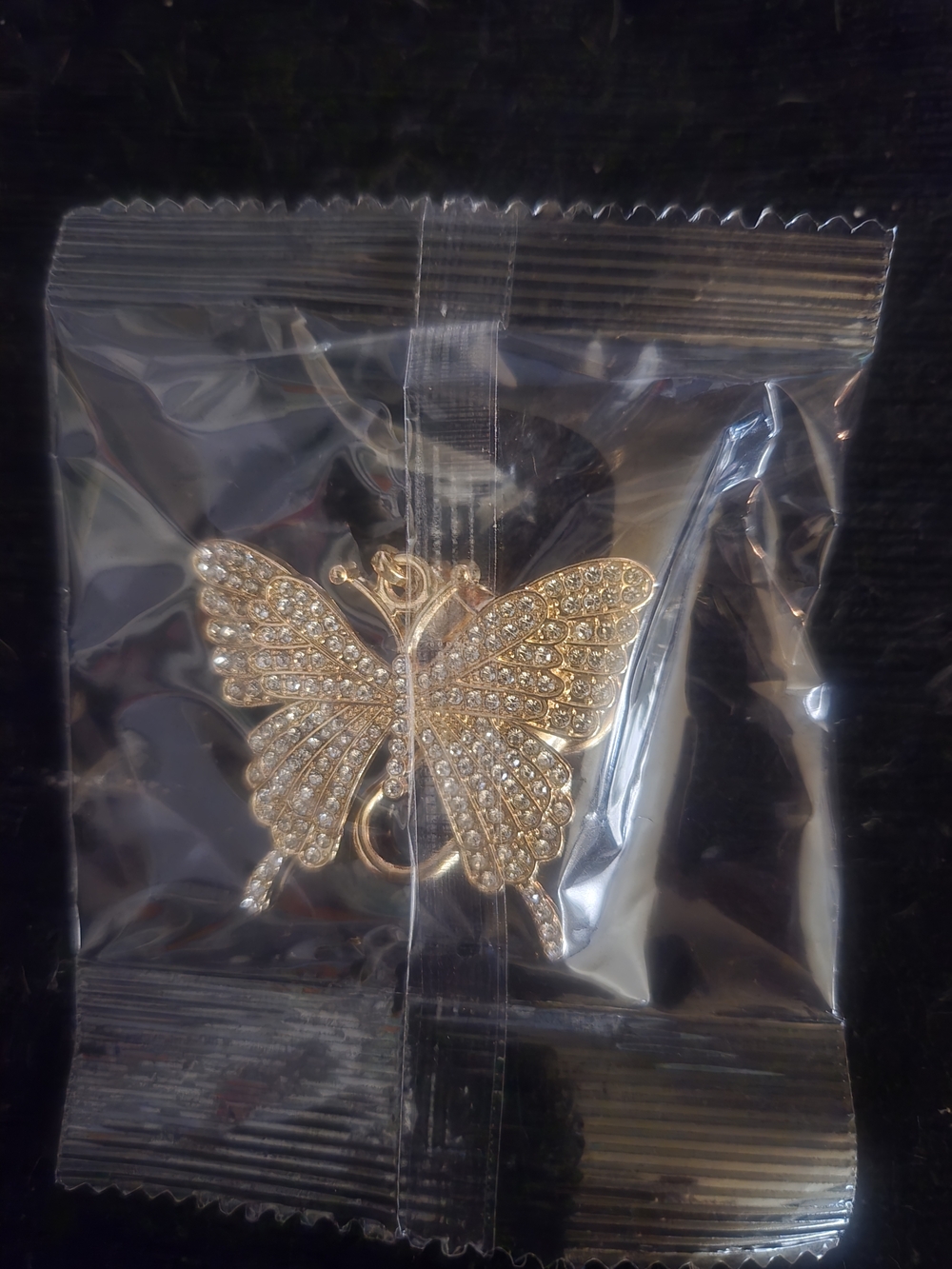 Gold Butterfly Purse Bag Charm/Keychain with Crystal Accents Bling - Picture 1 of 3